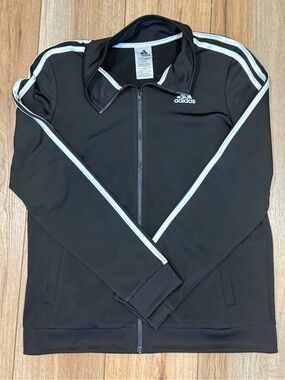 Kid’s adidas Black Track Jacket with White Stripes and Logo